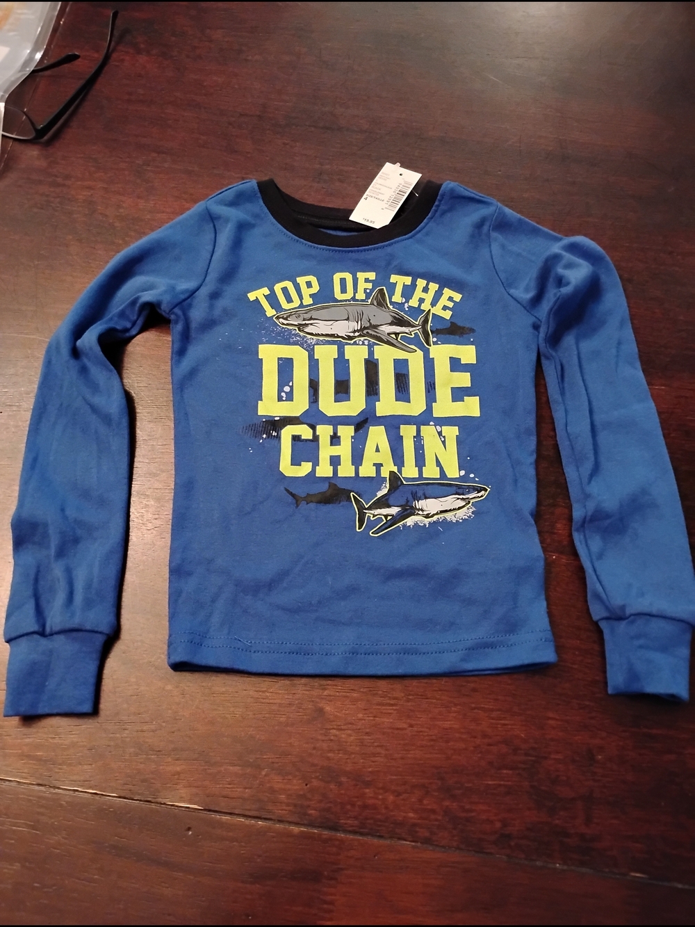 Blue 'Top of the Dude Chain' Graphic Long-Sleeve‎ Tee